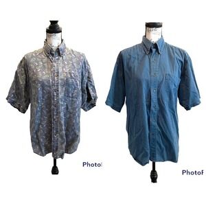 Vintage Bugle Boy Shirts Blue Paisley Size Medium Bundle Set Preppy Frat office